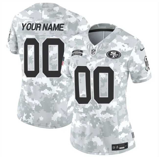 Womens San Francisco 49ers Active Player Custom 2024 F.U.S.E Arctic Camo Salute To Service Limited Stitched Jersey(Run Small)